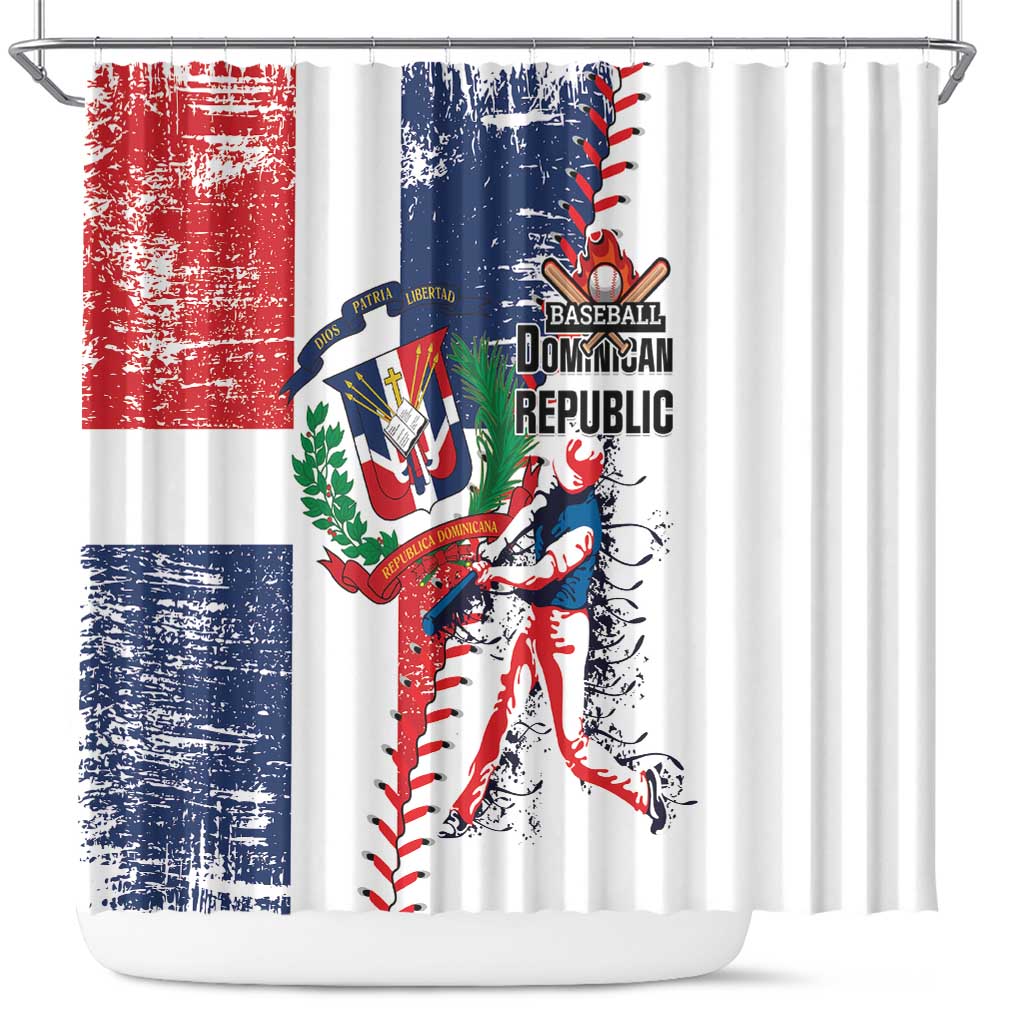 Baseball Dominican Republic Shower Curtain Come On Team DR Grunge Style