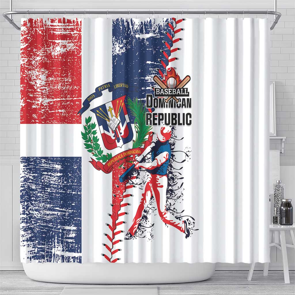 Baseball Dominican Republic Shower Curtain Come On Team DR Grunge Style