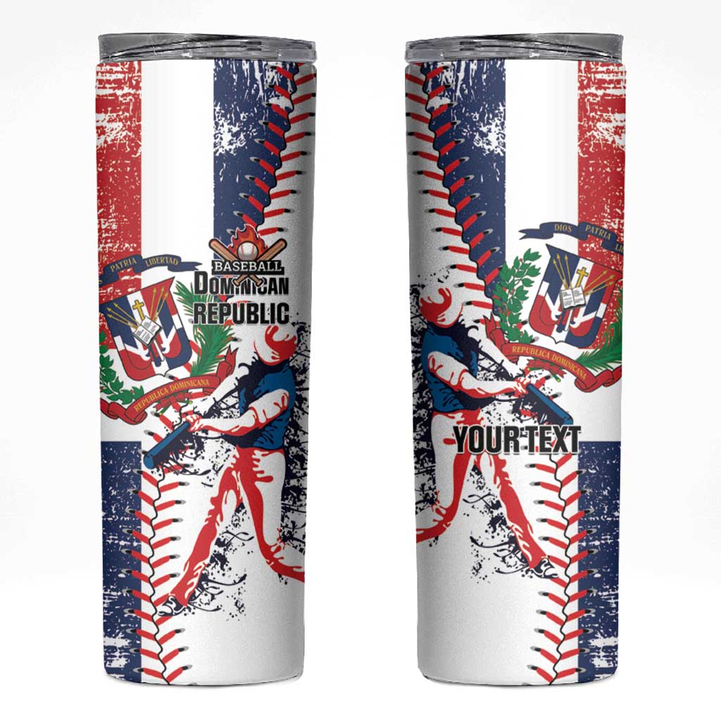 Personalized Baseball Dominican Republic Skinny Tumbler Come On Team DR Grunge Style
