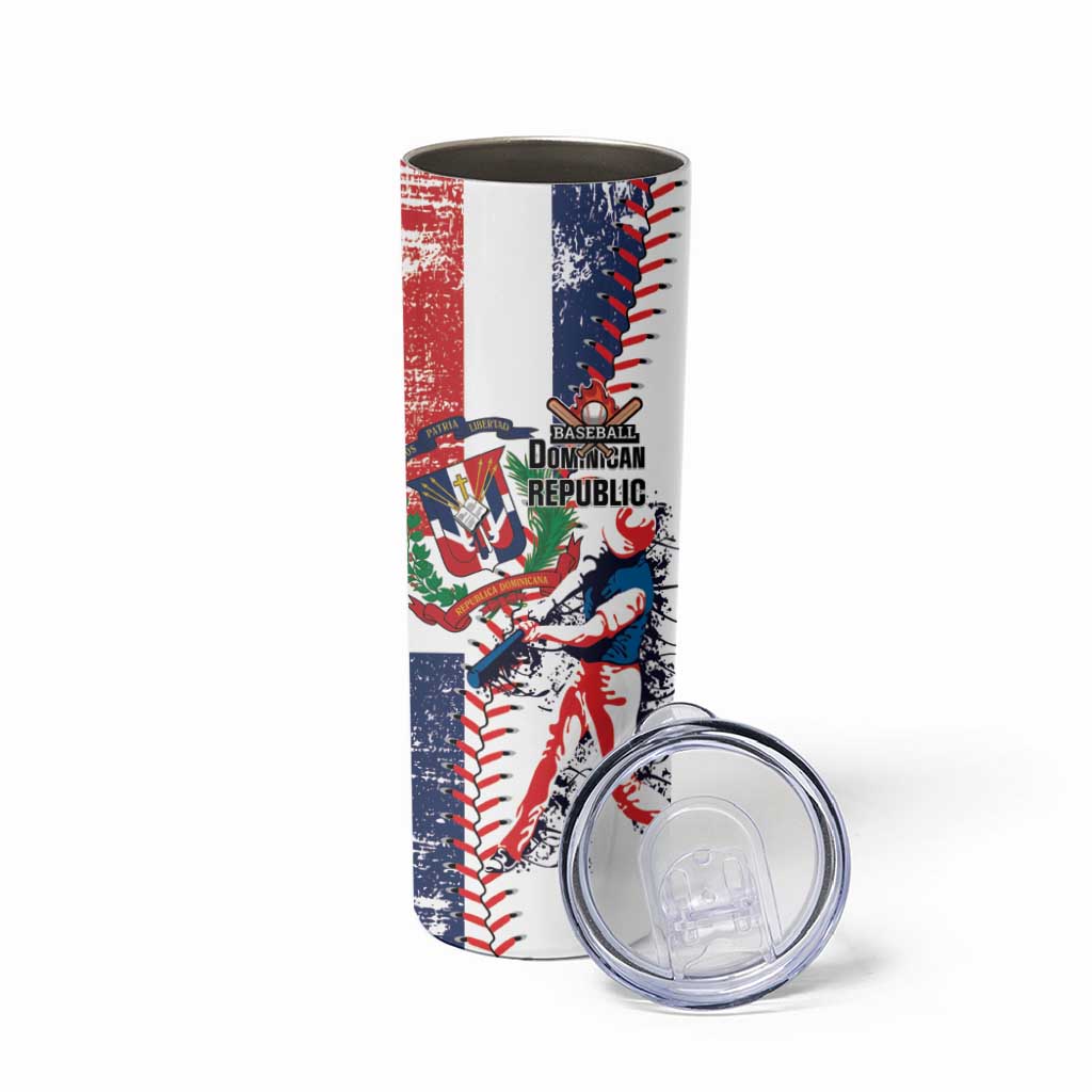 Personalized Baseball Dominican Republic Skinny Tumbler Come On Team DR Grunge Style