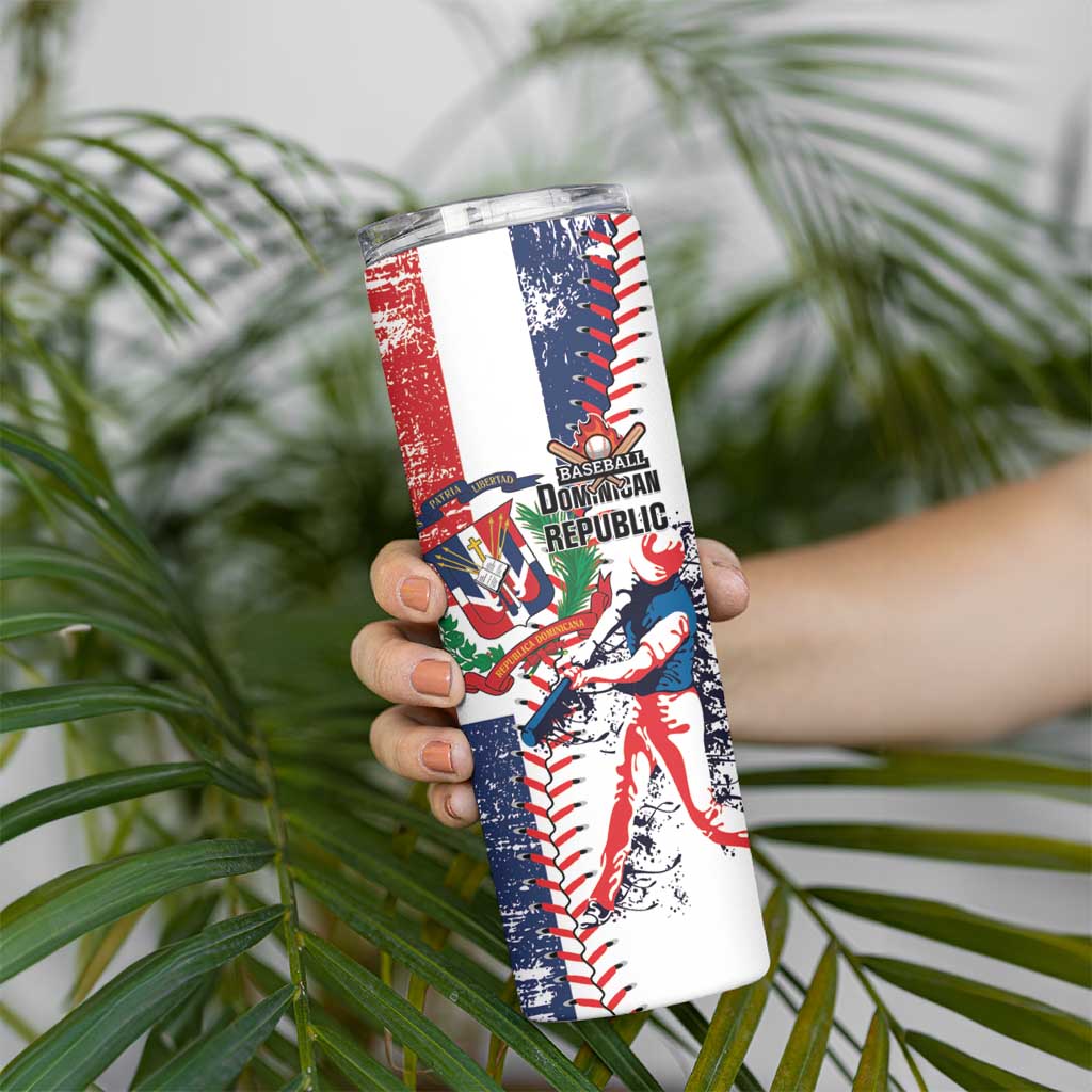Personalized Baseball Dominican Republic Skinny Tumbler Come On Team DR Grunge Style