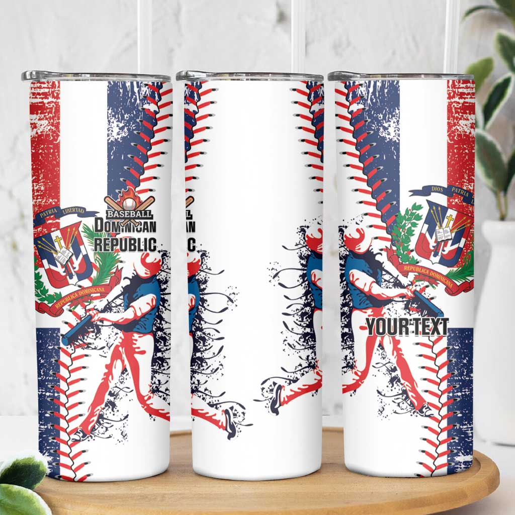 Personalized Baseball Dominican Republic Skinny Tumbler Come On Team DR Grunge Style