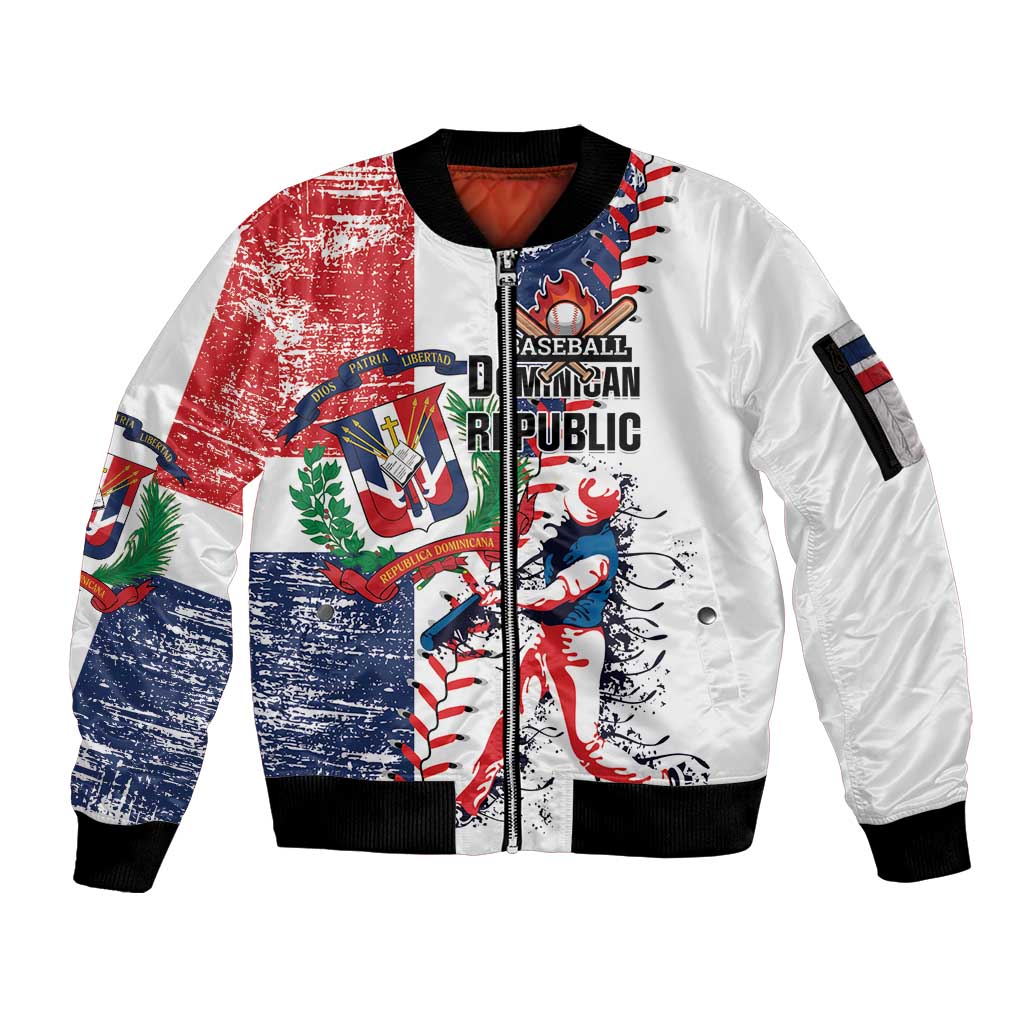 Personalized Baseball Dominican Republic Sleeve Zip Bomber Jacket Come On Team DR Grunge Style