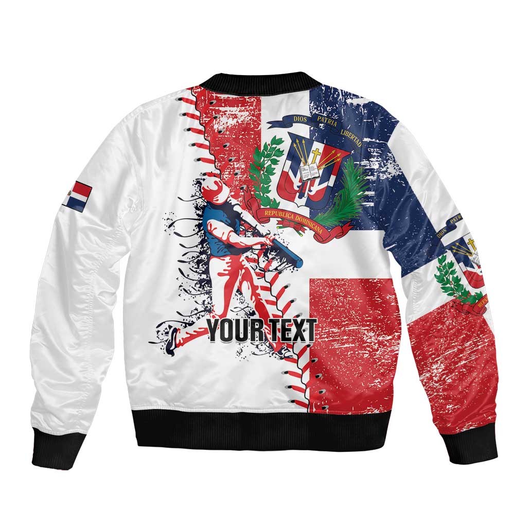 Personalized Baseball Dominican Republic Sleeve Zip Bomber Jacket Come On Team DR Grunge Style