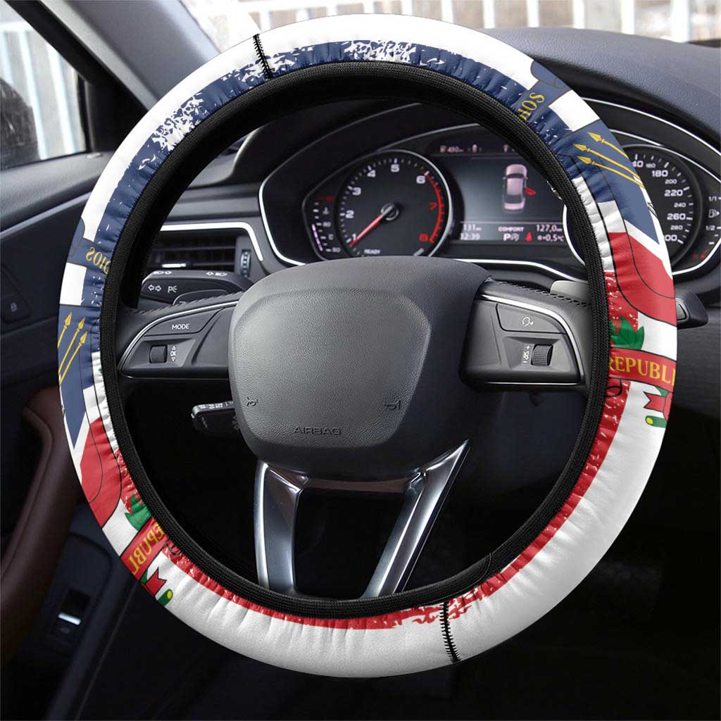Baseball Dominican Republic Steering Wheel Cover Come On Team DR Grunge Style