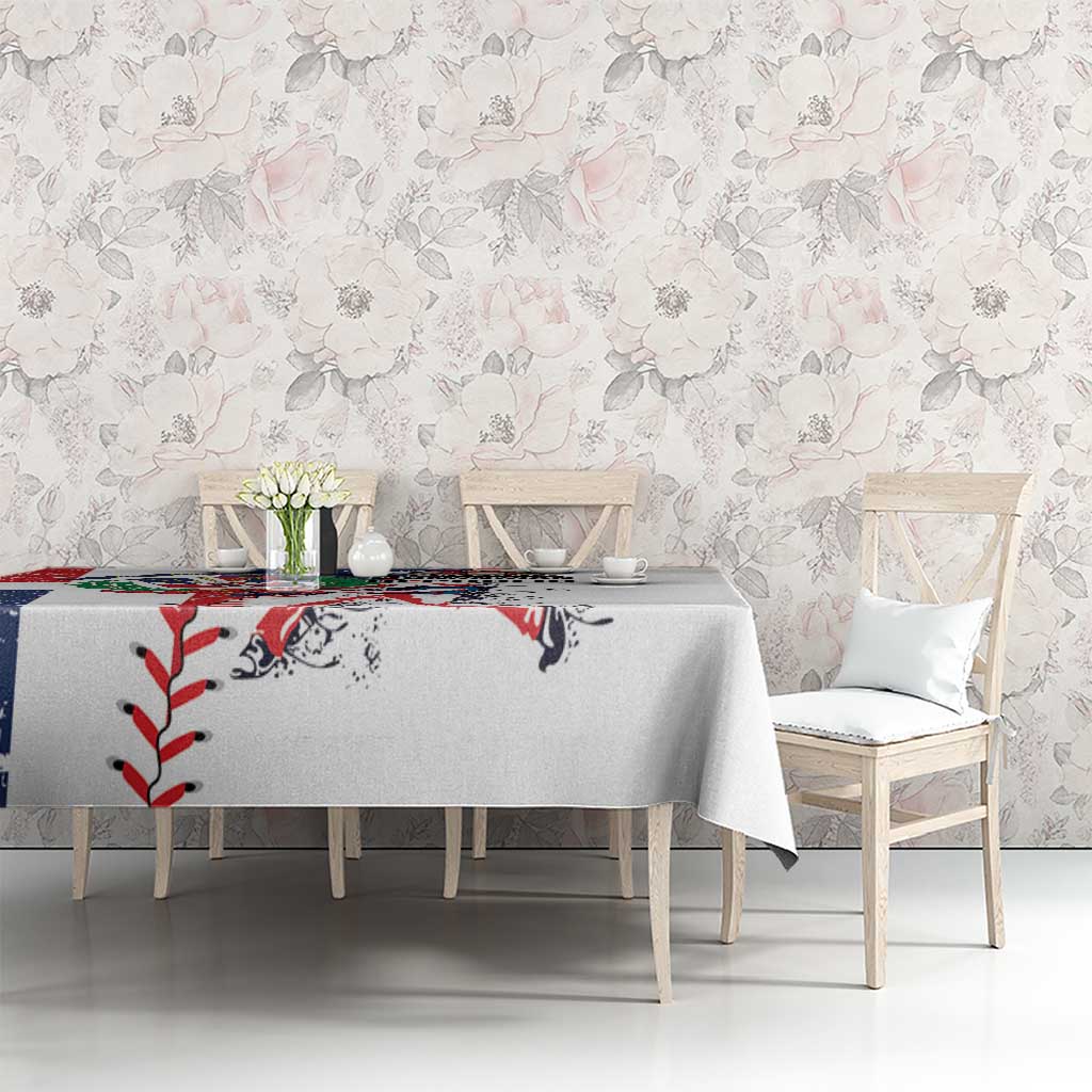 Baseball Dominican Republic Tablecloth Come On Team DR Grunge Style