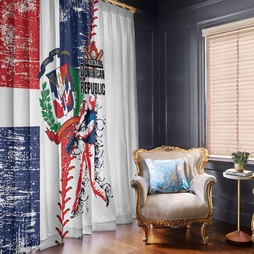 Baseball Dominican Republic Window Curtain Come On Team DR Grunge Style