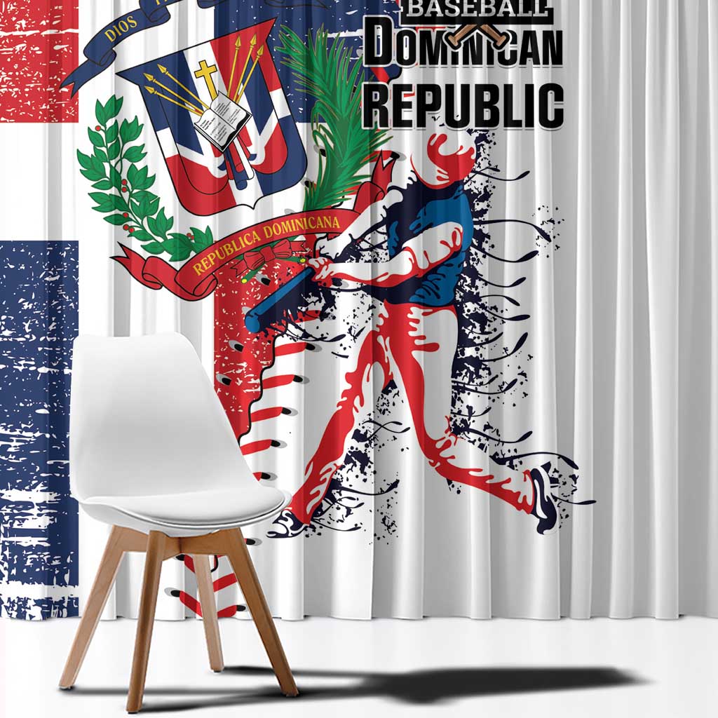 Baseball Dominican Republic Window Curtain Come On Team DR Grunge Style