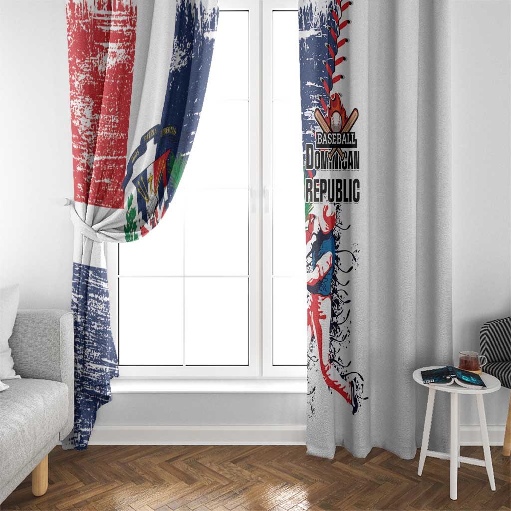 Baseball Dominican Republic Window Curtain Come On Team DR Grunge Style