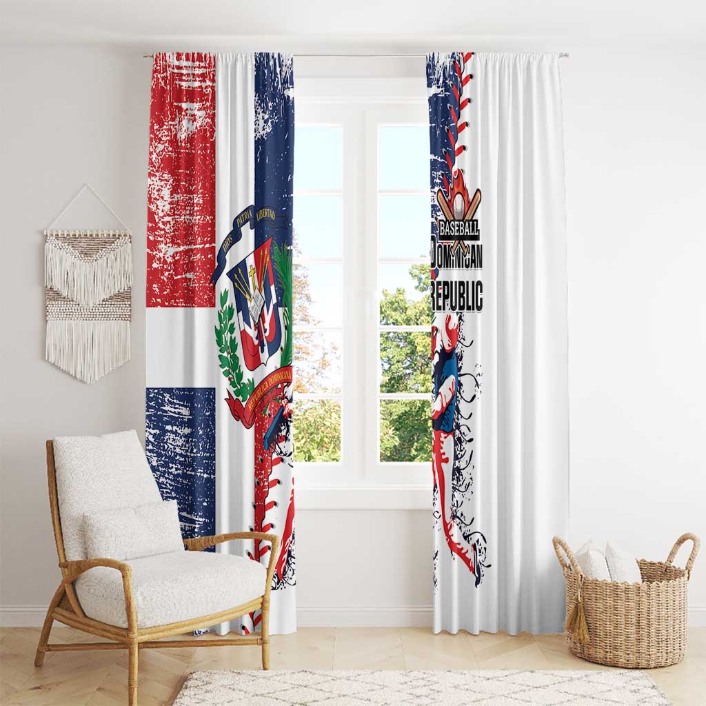 Baseball Dominican Republic Window Curtain Come On Team DR Grunge Style