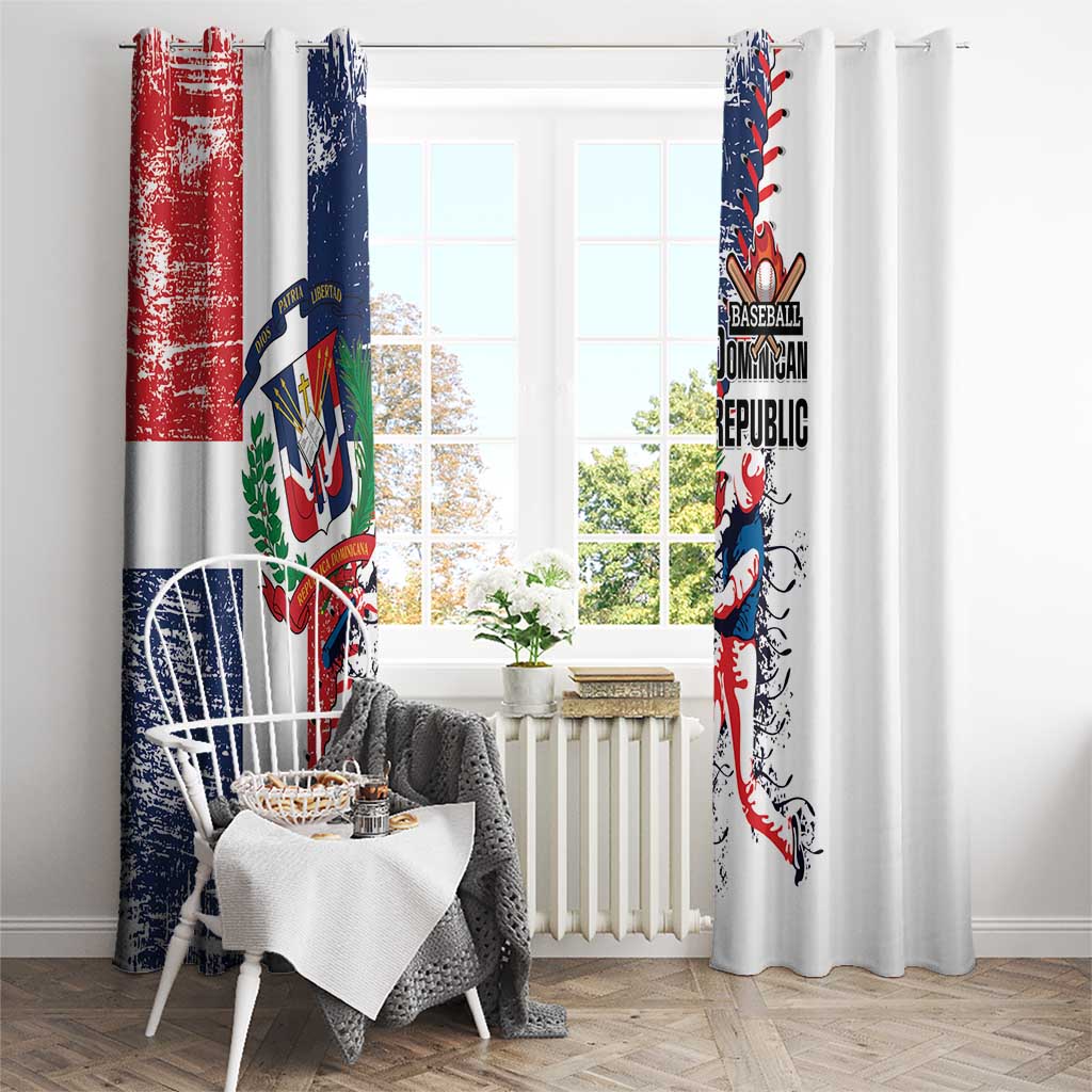 Baseball Dominican Republic Window Curtain Come On Team DR Grunge Style