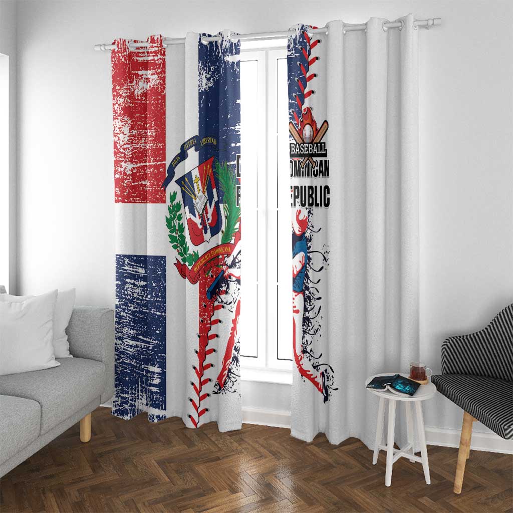 Baseball Dominican Republic Window Curtain Come On Team DR Grunge Style