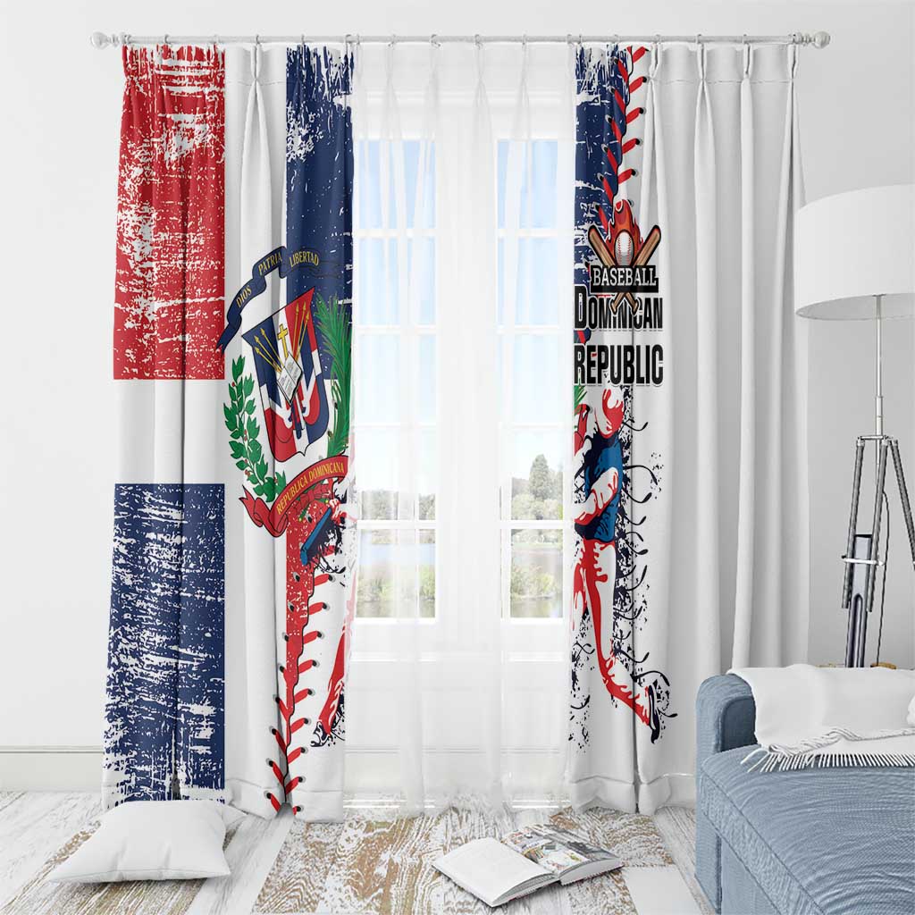 Baseball Dominican Republic Window Curtain Come On Team DR Grunge Style