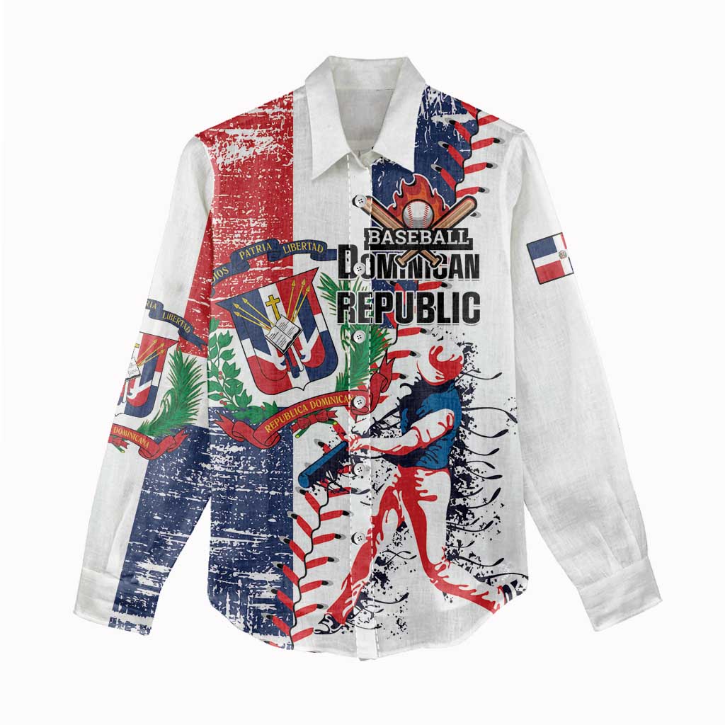 Personalized Baseball Dominican Republic Women Casual Shirt Come On Team DR Grunge Style