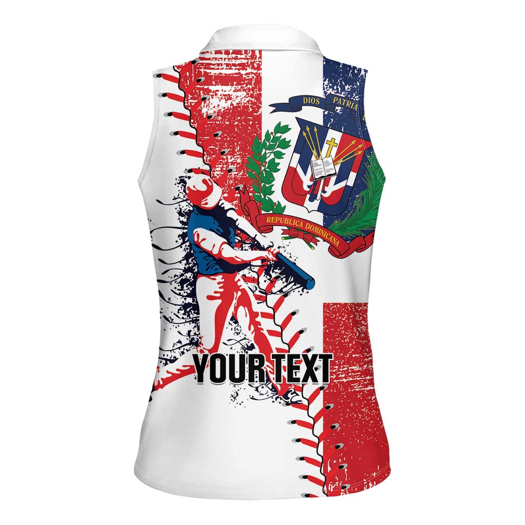 Personalized Baseball Dominican Republic Women Sleeveless Polo Shirt Come On Team DR Grunge Style