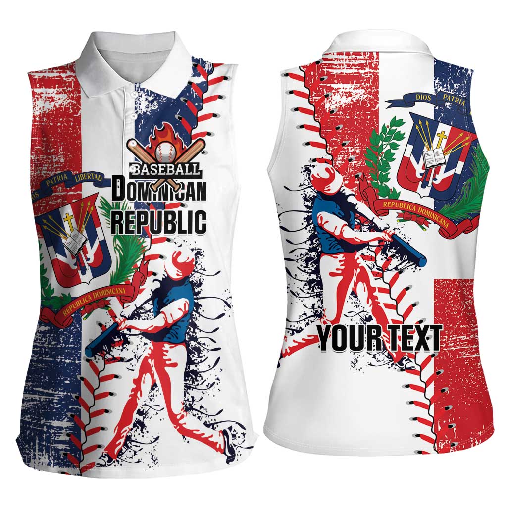 Personalized Baseball Dominican Republic Women Sleeveless Polo Shirt Come On Team DR Grunge Style