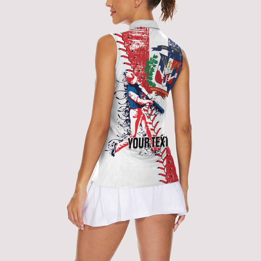 Personalized Baseball Dominican Republic Women Sleeveless Polo Shirt Come On Team DR Grunge Style