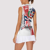 Personalized Baseball Dominican Republic Women Sleeveless Polo Shirt Come On Team DR Grunge Style