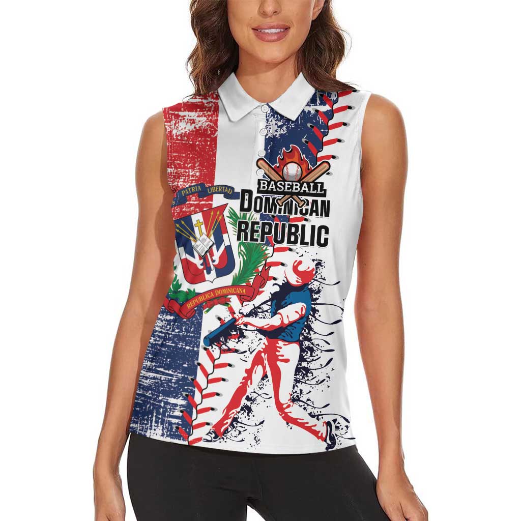Personalized Baseball Dominican Republic Women Sleeveless Polo Shirt Come On Team DR Grunge Style