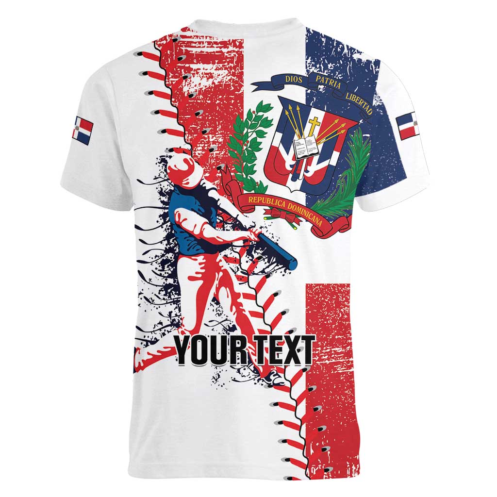 Personalized Baseball Dominican Republic Women V-Neck T-Shirt Come On Team DR Grunge Style