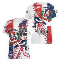 Personalized Baseball Dominican Republic Women V-Neck T-Shirt Come On Team DR Grunge Style