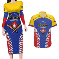Custom Baseball Venezuela Couples Matching Long Sleeve Bodycon Dress and Hawaiian Shirt Team Venezuela Go Champions