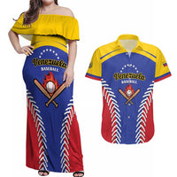 Custom Baseball Venezuela Couples Matching Off Shoulder Maxi Dress and Hawaiian Shirt Team Venezuela Go Champions