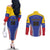 Custom Baseball Venezuela Couples Matching Off The Shoulder Long Sleeve Dress and Long Sleeve Button Shirt Team Venezuela Go Champions
