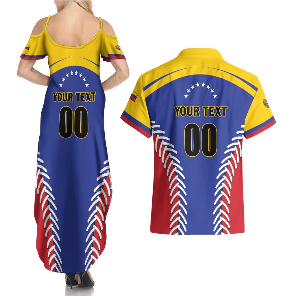 Custom Baseball Venezuela Couples Matching Summer Maxi Dress and Hawaiian Shirt Team Venezuela Go Champions