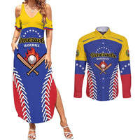 Custom Baseball Venezuela Couples Matching Summer Maxi Dress and Long Sleeve Button Shirt Team Venezuela Go Champions