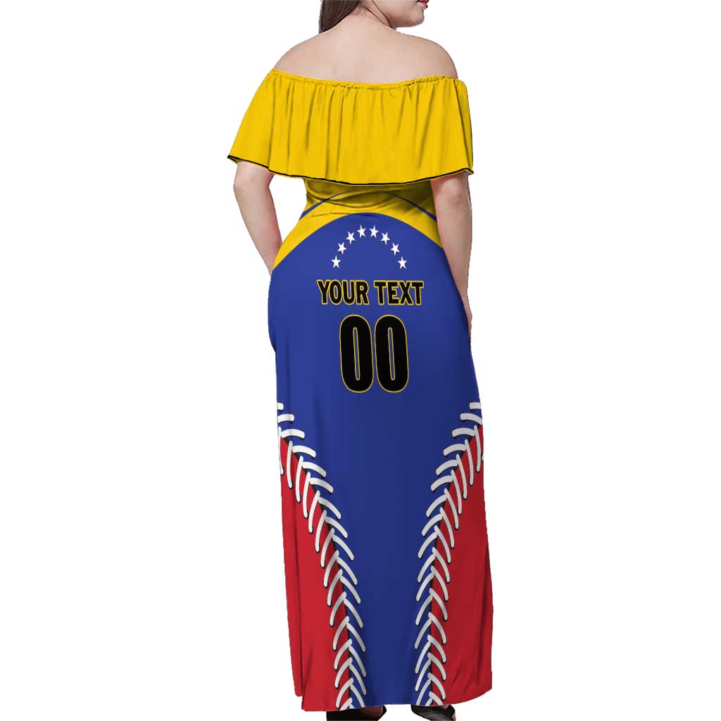 Custom Baseball Venezuela Family Matching Off Shoulder Maxi Dress and Hawaiian Shirt Team Venezuela Go Champions