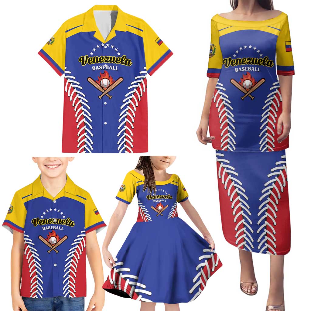 Custom Baseball Venezuela Family Matching Puletasi and Hawaiian Shirt Team Venezuela Go Champions