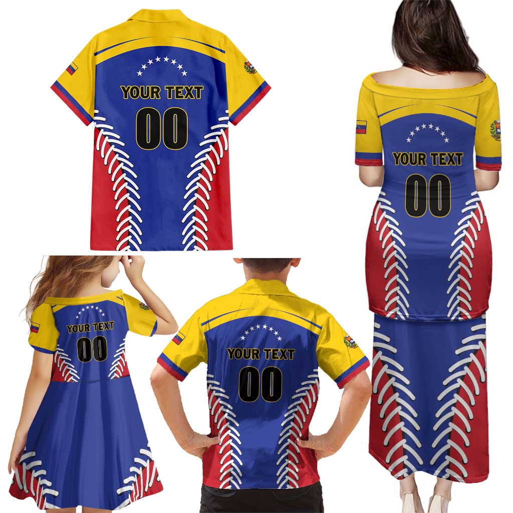 Custom Baseball Venezuela Family Matching Puletasi and Hawaiian Shirt Team Venezuela Go Champions