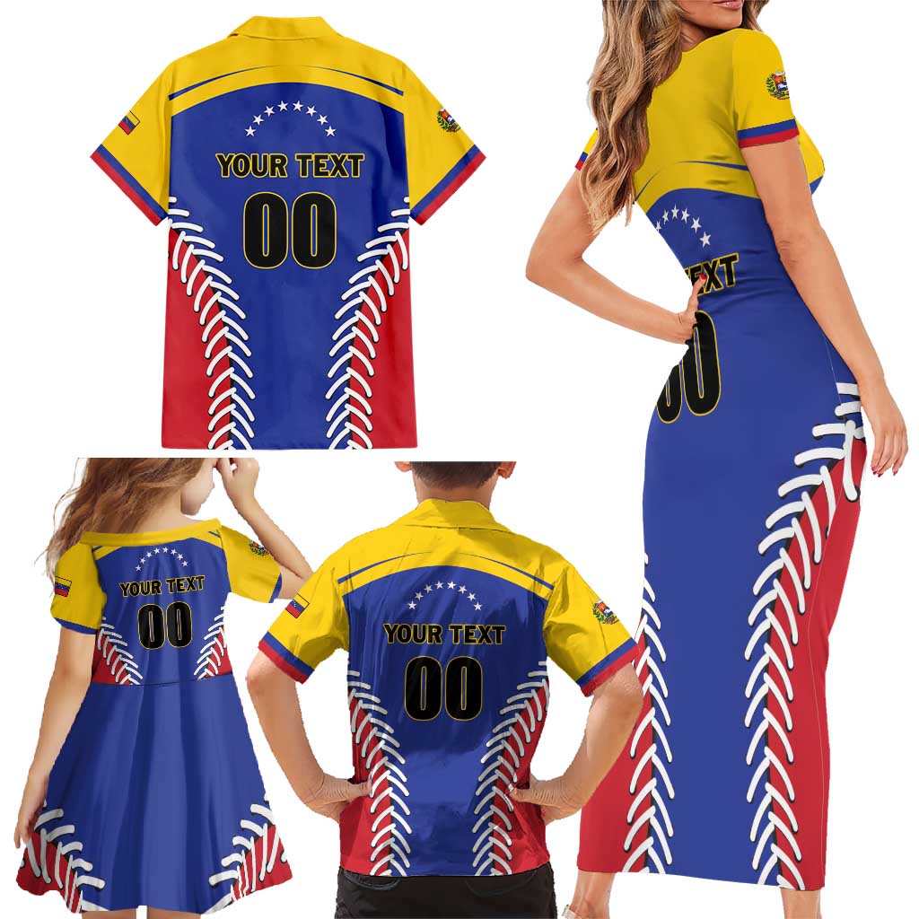 Custom Baseball Venezuela Family Matching Short Sleeve Bodycon Dress and Hawaiian Shirt Team Venezuela Go Champions