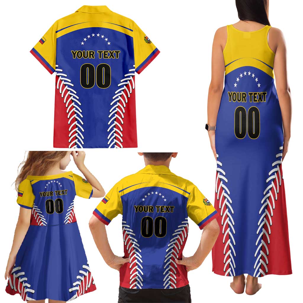 Custom Baseball Venezuela Family Matching Tank Maxi Dress and Hawaiian Shirt Team Venezuela Go Champions