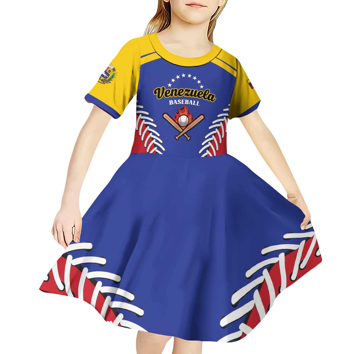 Custom Baseball Venezuela Kid Short Sleeve Dress Team Venezuela Go Champions