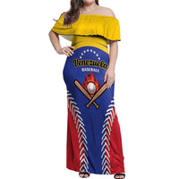 Custom Baseball Venezuela Off Shoulder Maxi Dress Team Venezuela Go Champions