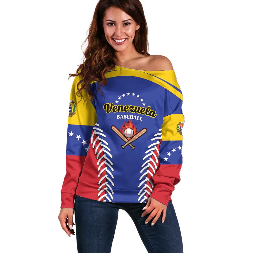 Custom Baseball Venezuela Off Shoulder Sweater Team Venezuela Go Champions