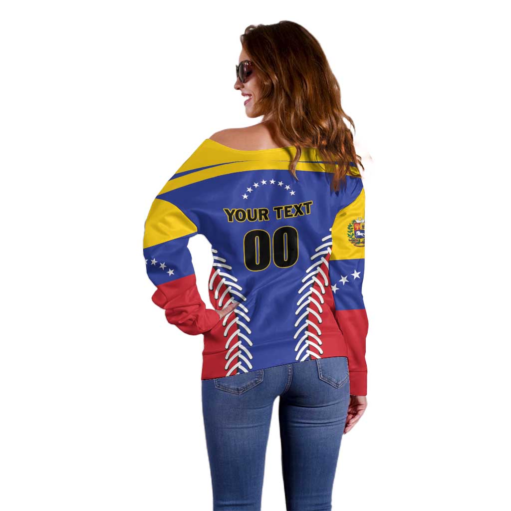Custom Baseball Venezuela Off Shoulder Sweater Team Venezuela Go Champions