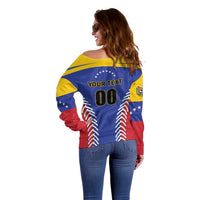 Custom Baseball Venezuela Off Shoulder Sweater Team Venezuela Go Champions