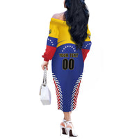 Custom Baseball Venezuela Off The Shoulder Long Sleeve Dress Team Venezuela Go Champions