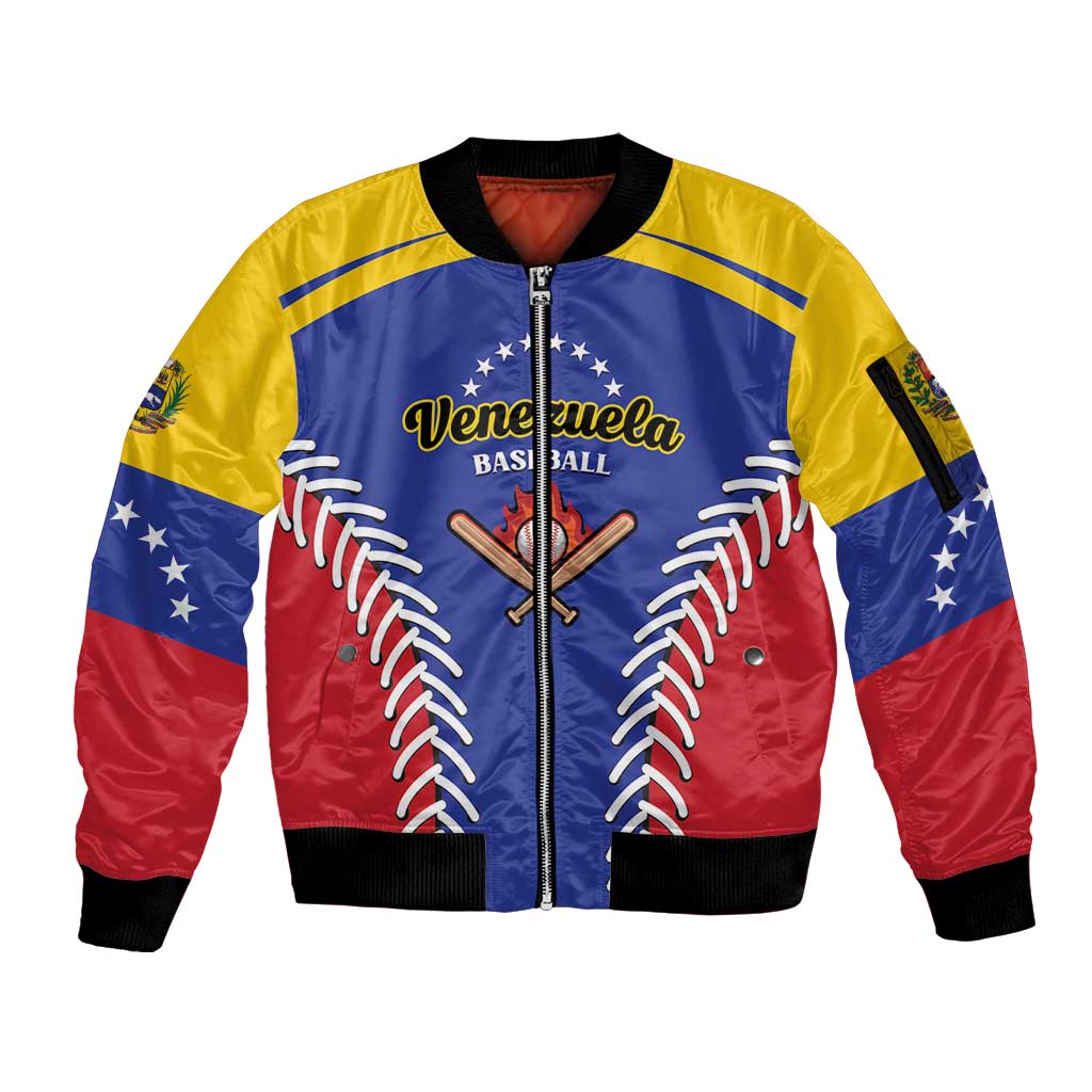 Custom Baseball Venezuela Sleeve Zip Bomber Jacket Team Venezuela Go Champions