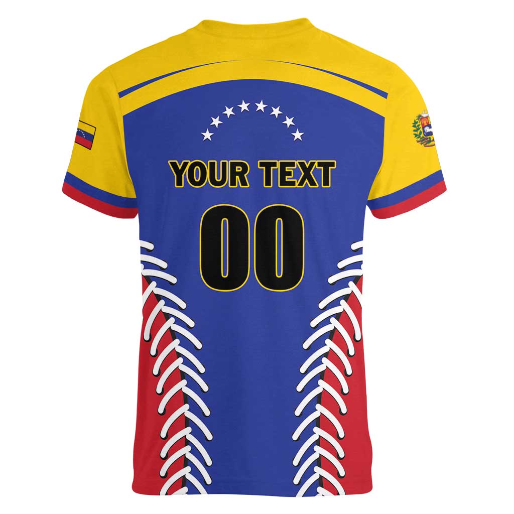 Custom Baseball Venezuela Women V-Neck T-Shirt Team Venezuela Go Champions
