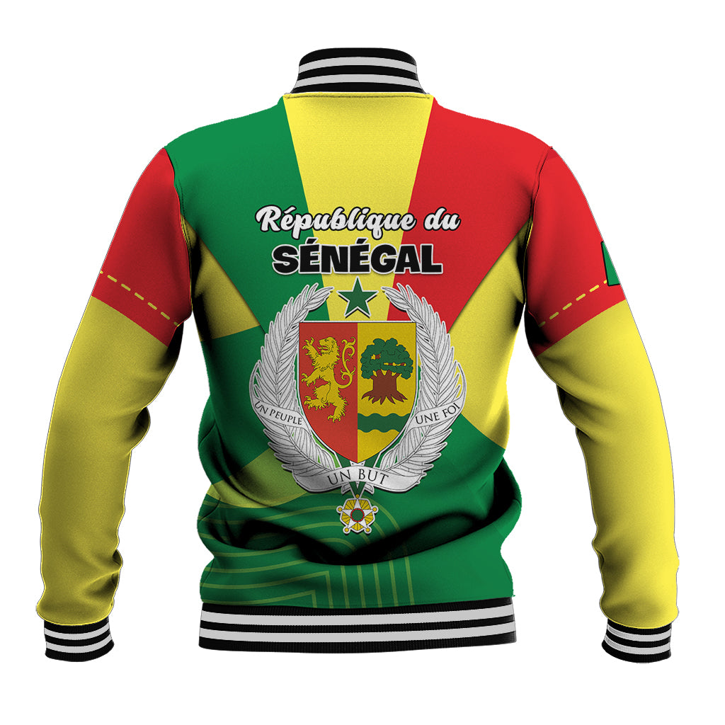 Senegal Baseball Jacket Bahamian Lion Baobab Flag Style - Wonder Print Shop