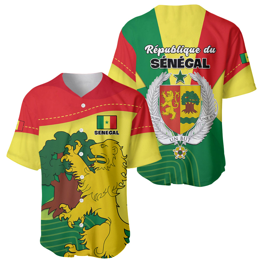Senegal Baseball Jersey Bahamian Lion Baobab Flag Style - Wonder Print Shop