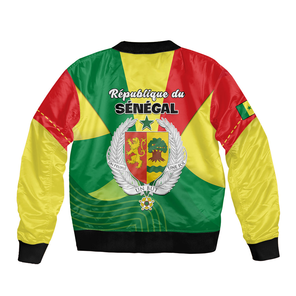 Senegal Bomber Jacket Bahamian Lion Baobab Flag Style - Wonder Print Shop
