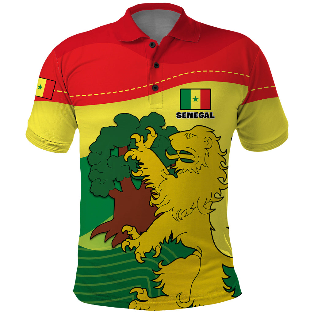 Senegal Polo Shirt Bahamian Lion Baobab Flag Style - Wonder Print Shop