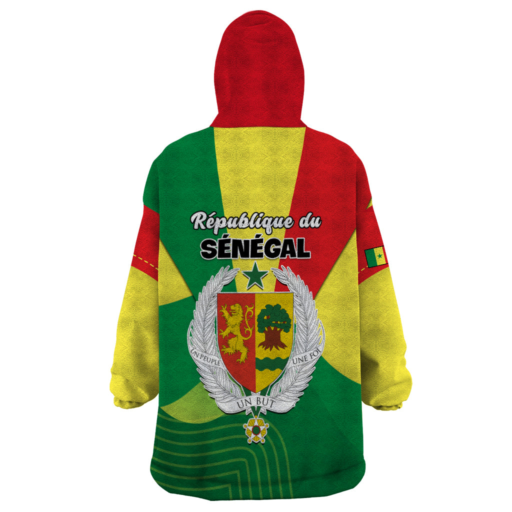 Senegal Wearable Blanket Hoodie Bahamian Lion Baobab Flag Style - Wonder Print Shop