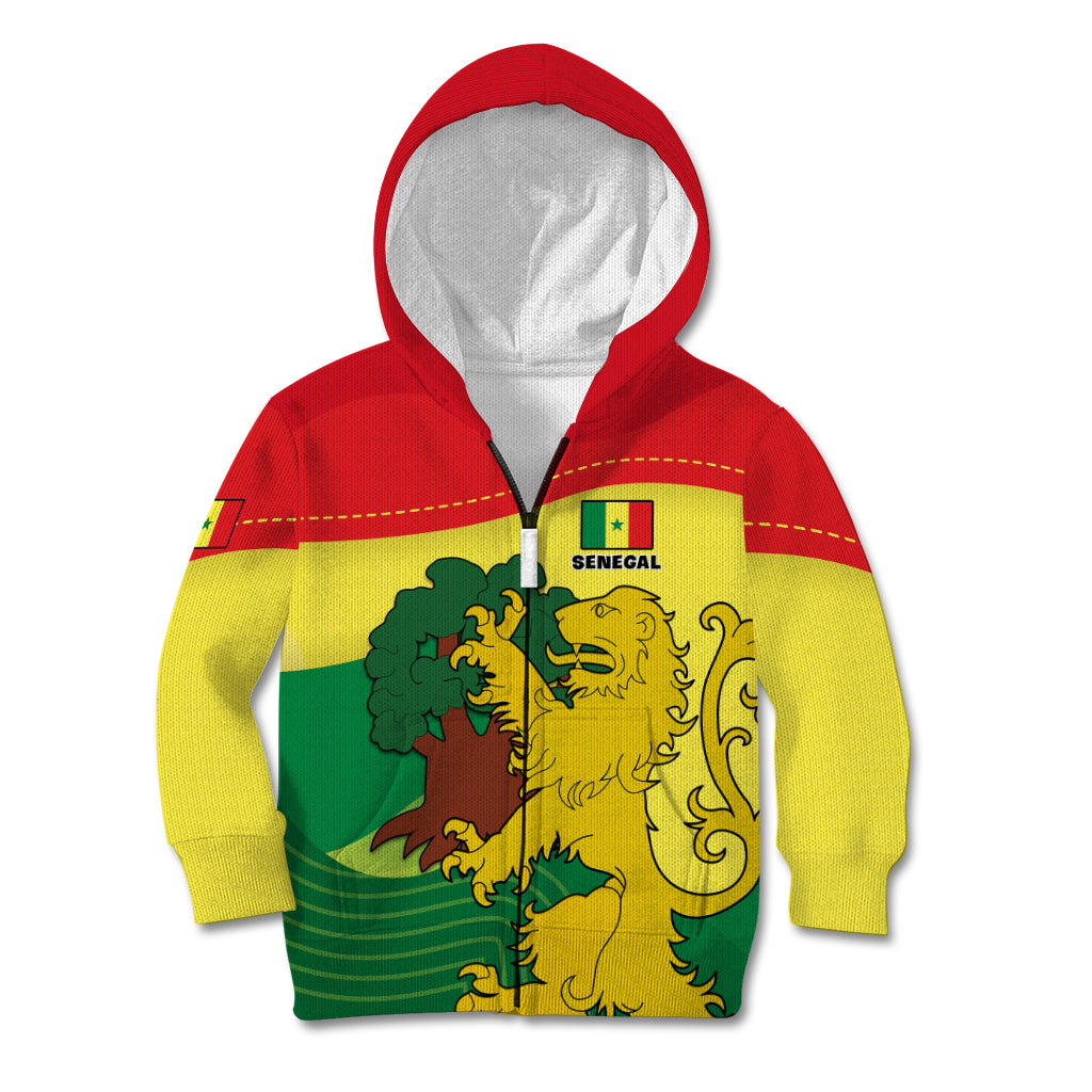 Custom Senegal Kid Hoodie Bahamian Lion Baobab Flag Style - Wonder Print Shop