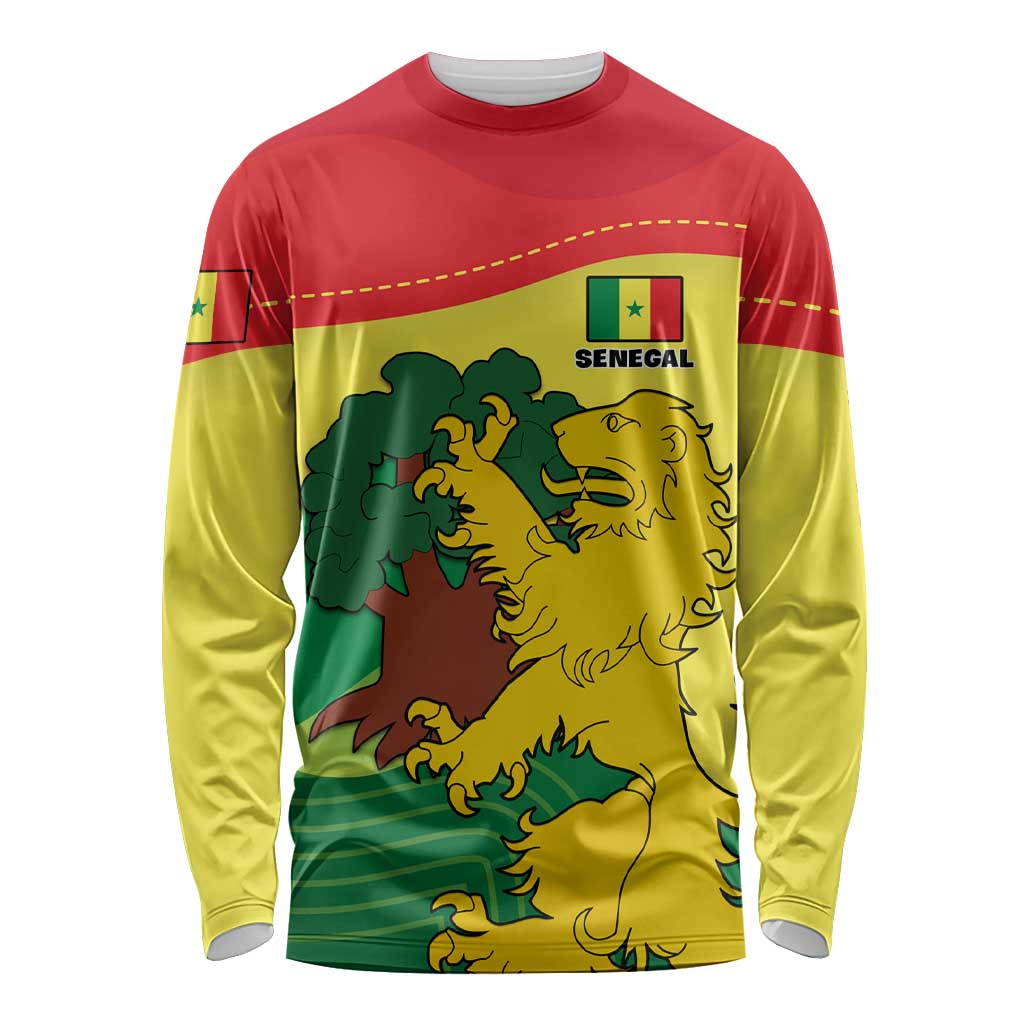 Custom Senegal Long Sleeve Shirt Bahamian Lion Baobab Flag Style LT01